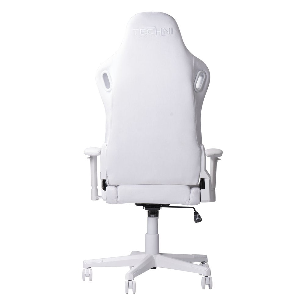 White Adjustable Height Swivel Rolling Gaming Chair