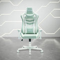 Mint Green And White Adjustable Height Swivel Rolling Gaming Chair