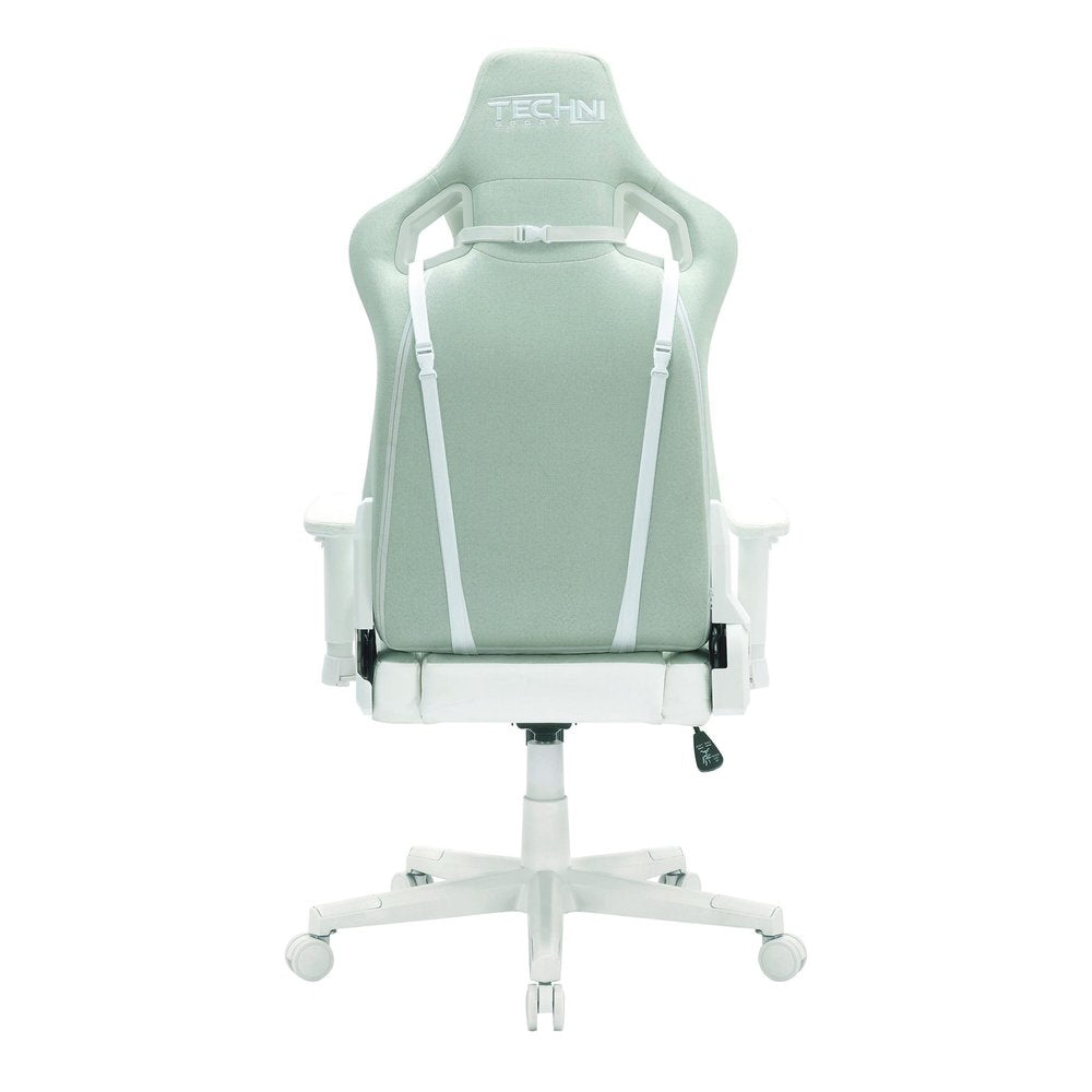 Mint Green And White Adjustable Height Swivel Rolling Gaming Chair on a white background