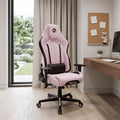 Pink and Black Adjustable Height Swivel Rolling Gaming Chair