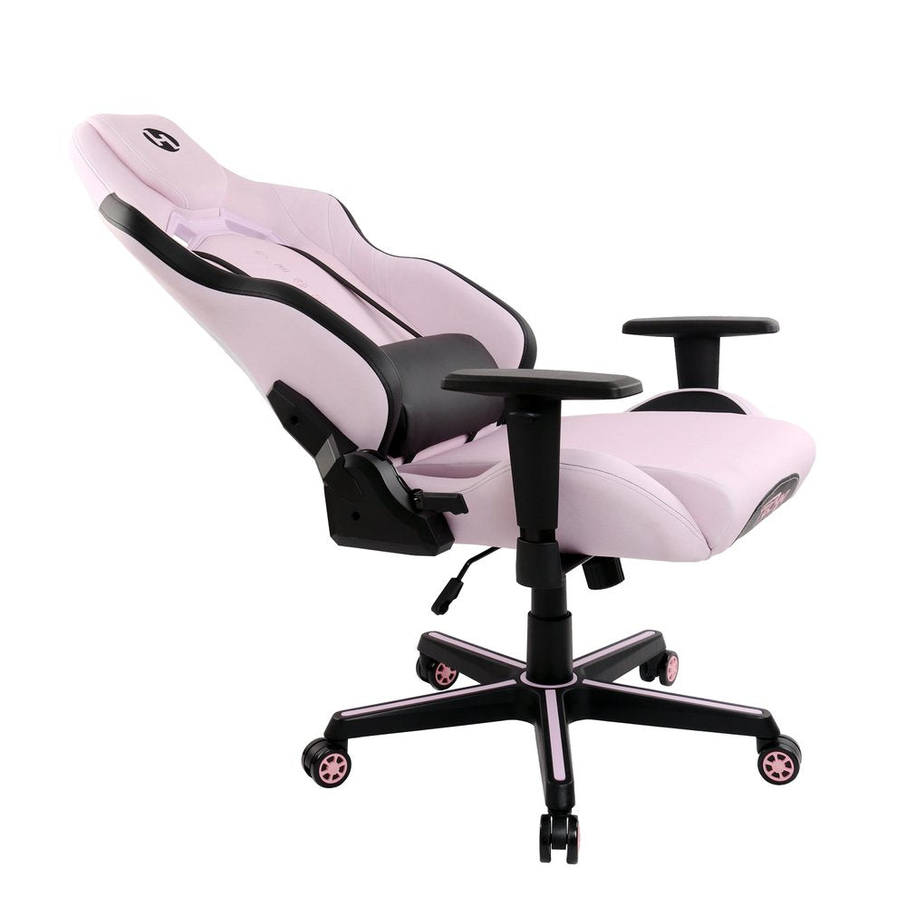 Pink and Black Adjustable Height Swivel Rolling Gaming Chair