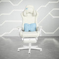 White Adjustable Height Swivel Rolling Gaming Chair With Footrest close-up detail