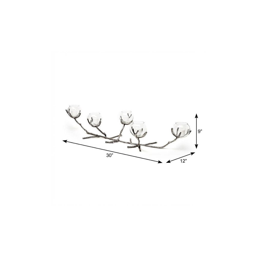 9" Silver Metal Tabletop Candelabra Candle Holder