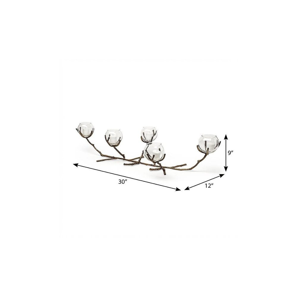 9" Brown Metal Tabletop Candelabra Candle Holder