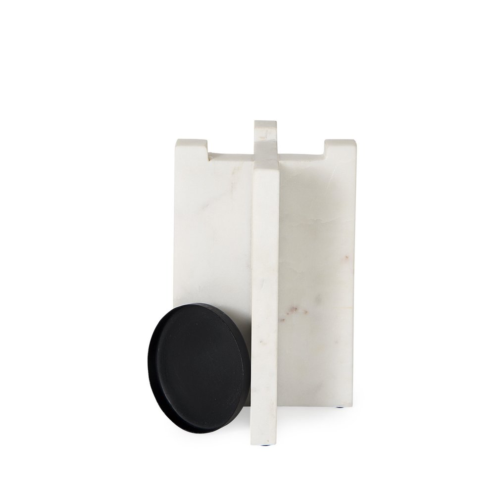 8" White Marble Tabletop Candle Holder