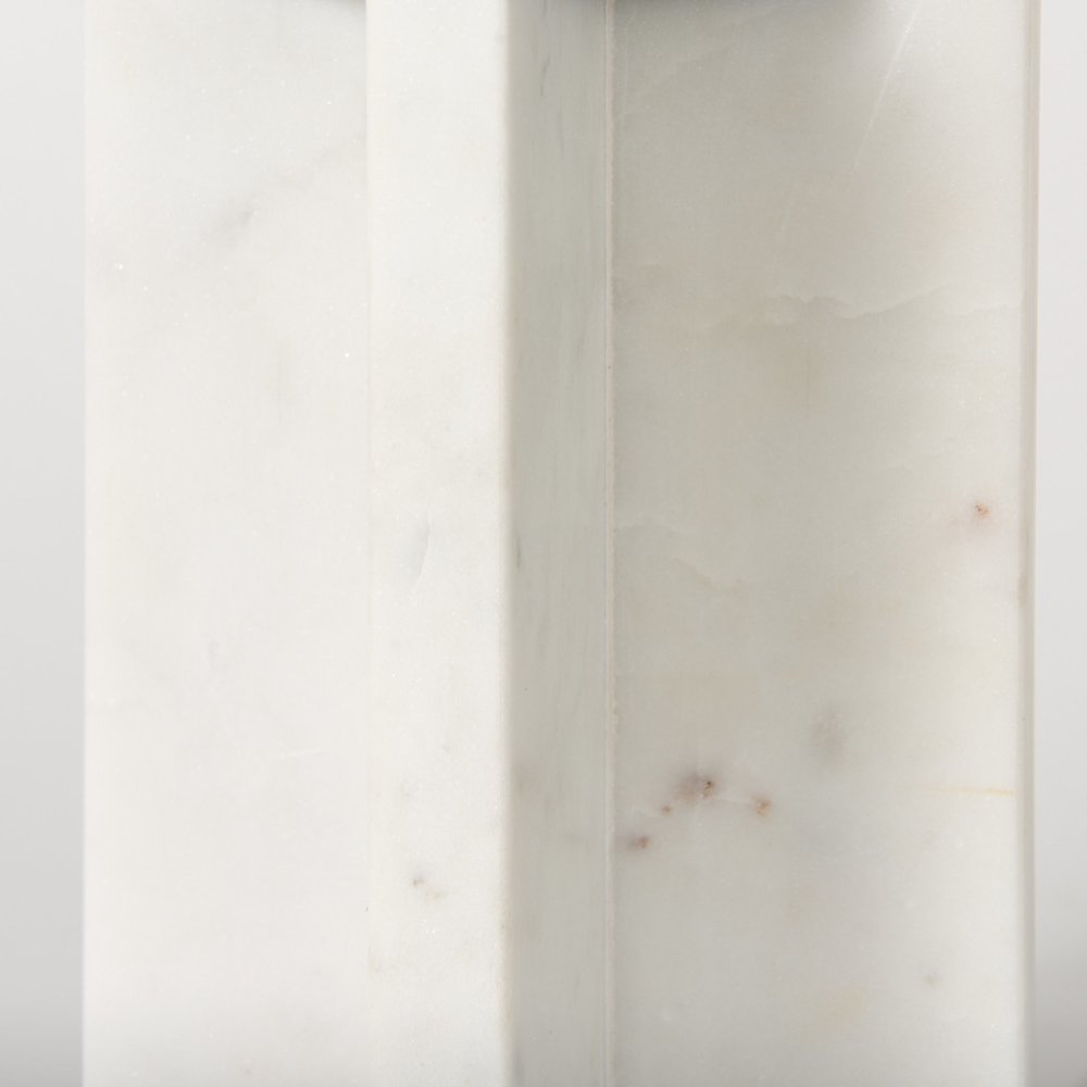 8" White Marble Tabletop Candle Holder on a white background