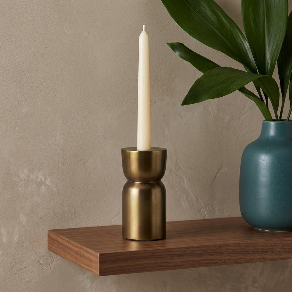 8" Gold Metal Tabletop Taper Candlestick