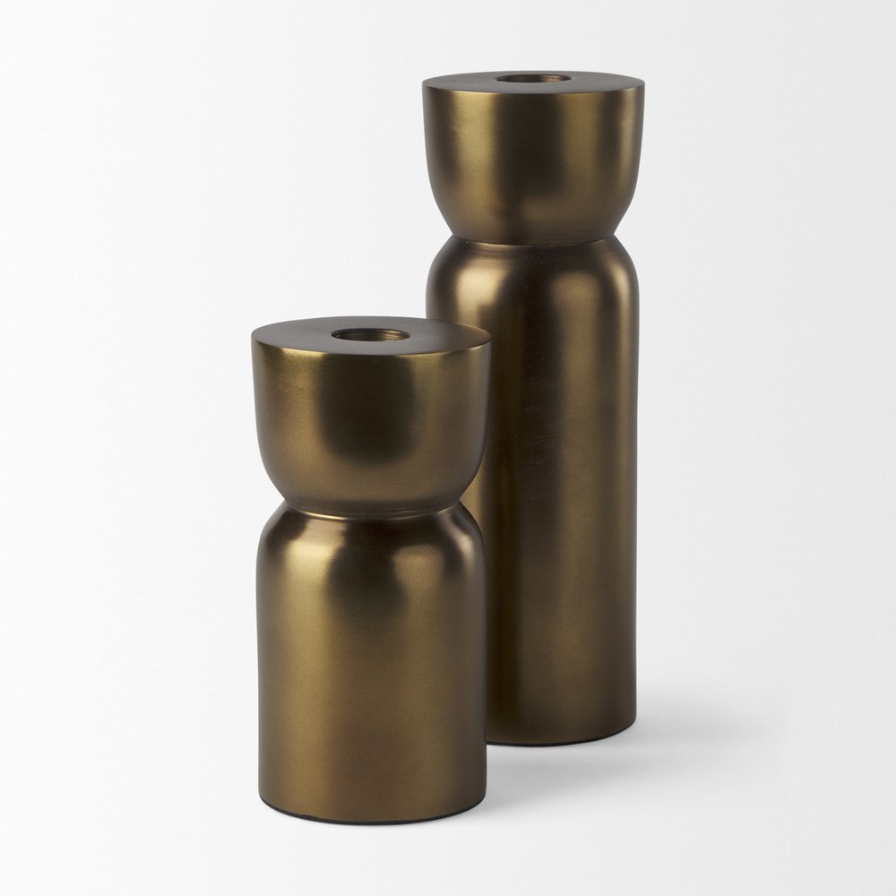 8" Gold Metal Tabletop Taper Candlestick