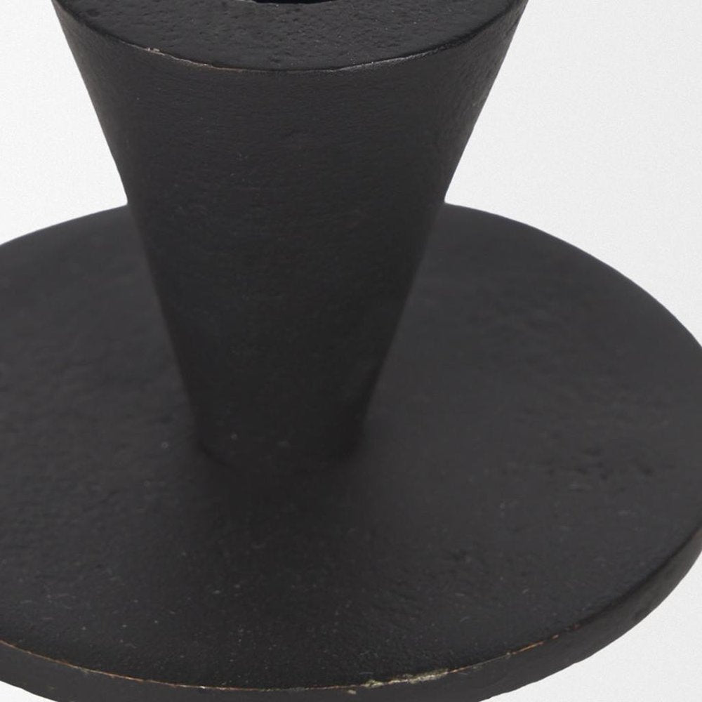 Set of Two Black Metal Floor Taper Candlesticks