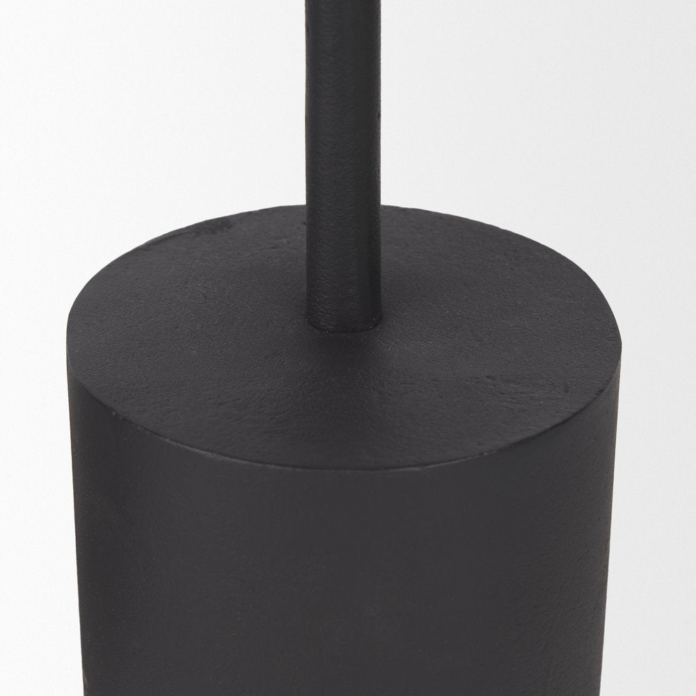 Set of Two Black Metal Floor Taper Candlesticks