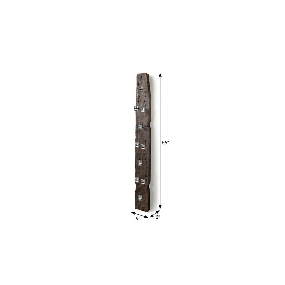 66" Brown Metal Hurricane Candle Holder