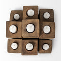 8" Brown Solid Wood Tabletop Candelabra Candle Holder