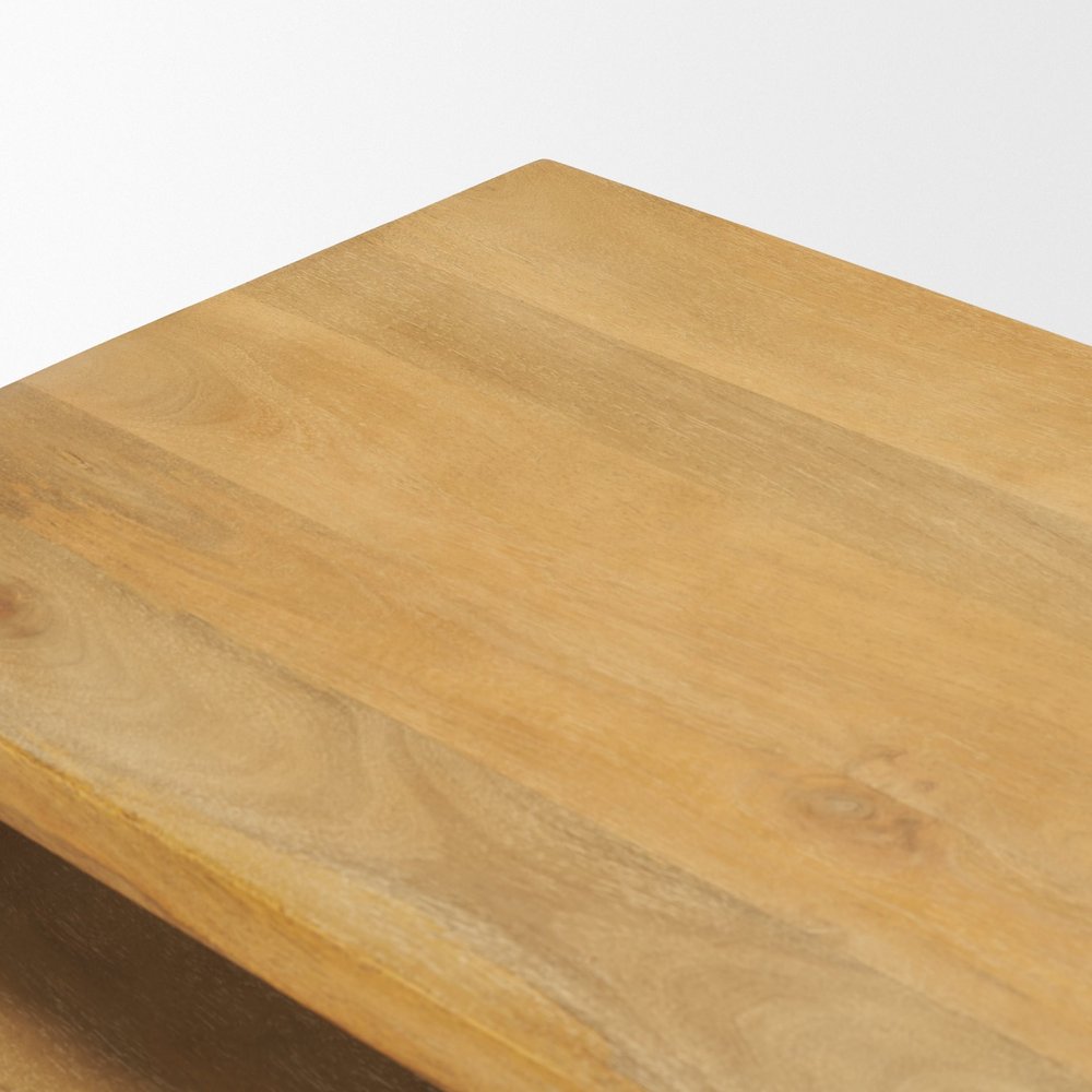 Set of Two Brown Solid Wood Frame Nested Tables