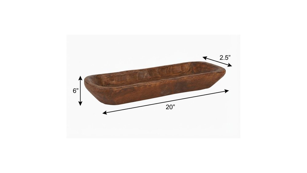 20" Natural Solid Wood Oval Dough Bowl