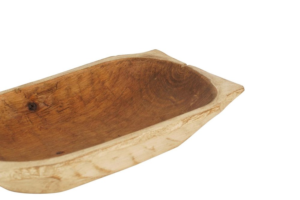 20" Black Solid Wood Dough Bowl With Handles