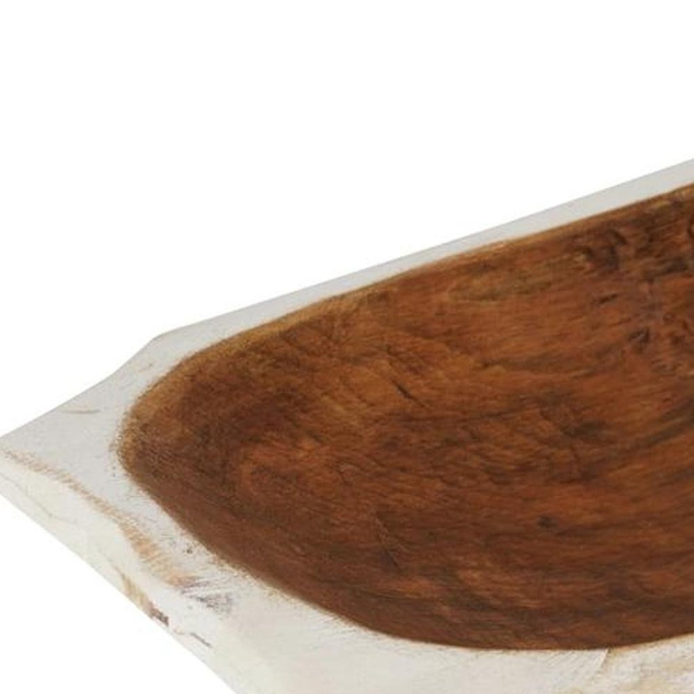 20" Black Solid Wood Dough Bowl With Handles
