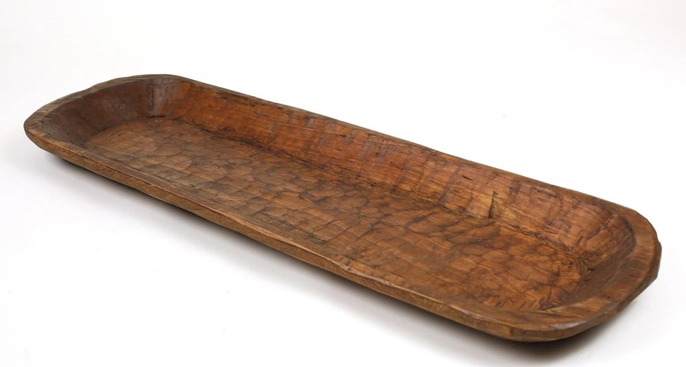 40" Natural Solid Wood Oval Dough Bowl