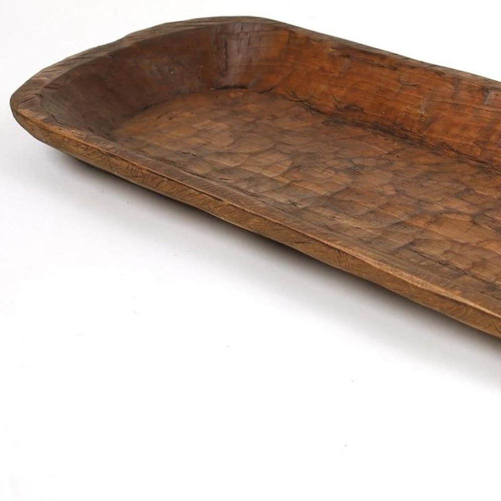 40" Natural Solid Wood Oval Dough Bowl