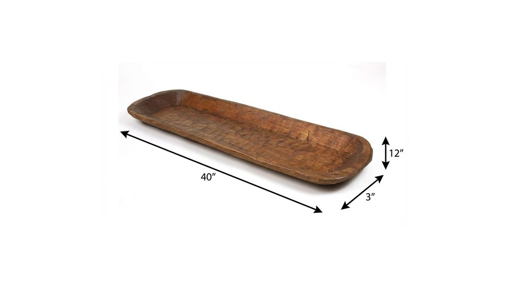 40" Natural Solid Wood Oval Dough Bowl