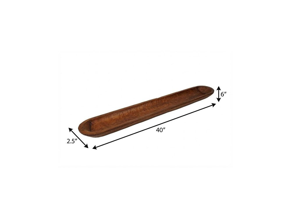 40" Natural Solid Wood Oval Dough Bowl