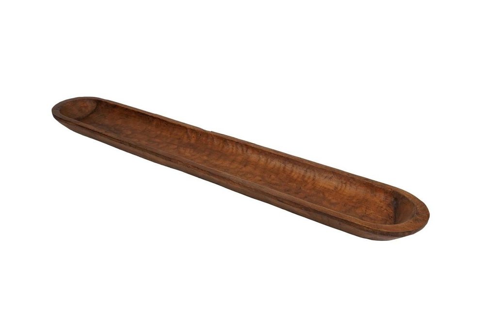 40" Natural Solid Wood Oval Dough Bowl. Serving bowl isolated on a plain white background, in a tan wood finish.