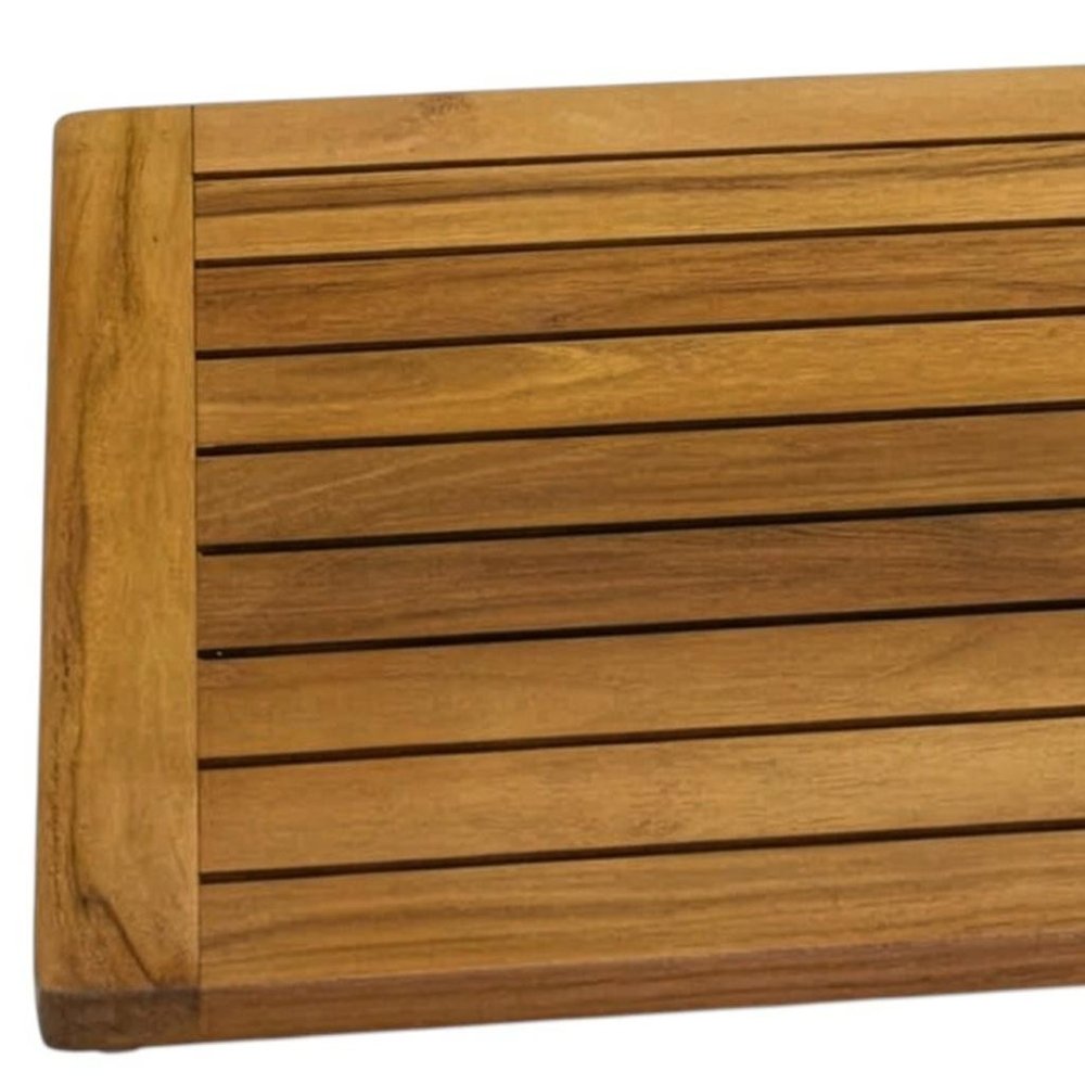 16" Natural Teak Non Slip Bath Mat
