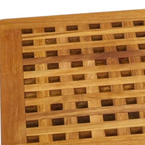 16" Natural Teak Checkered Non Slip Bath Mat