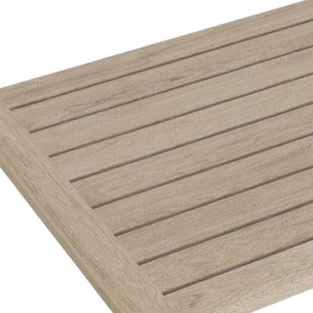 16" Beige Gray Teak Non Slip Bath Mat