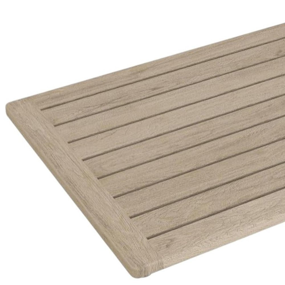 16" Beige Gray Teak Non Slip Bath Mat