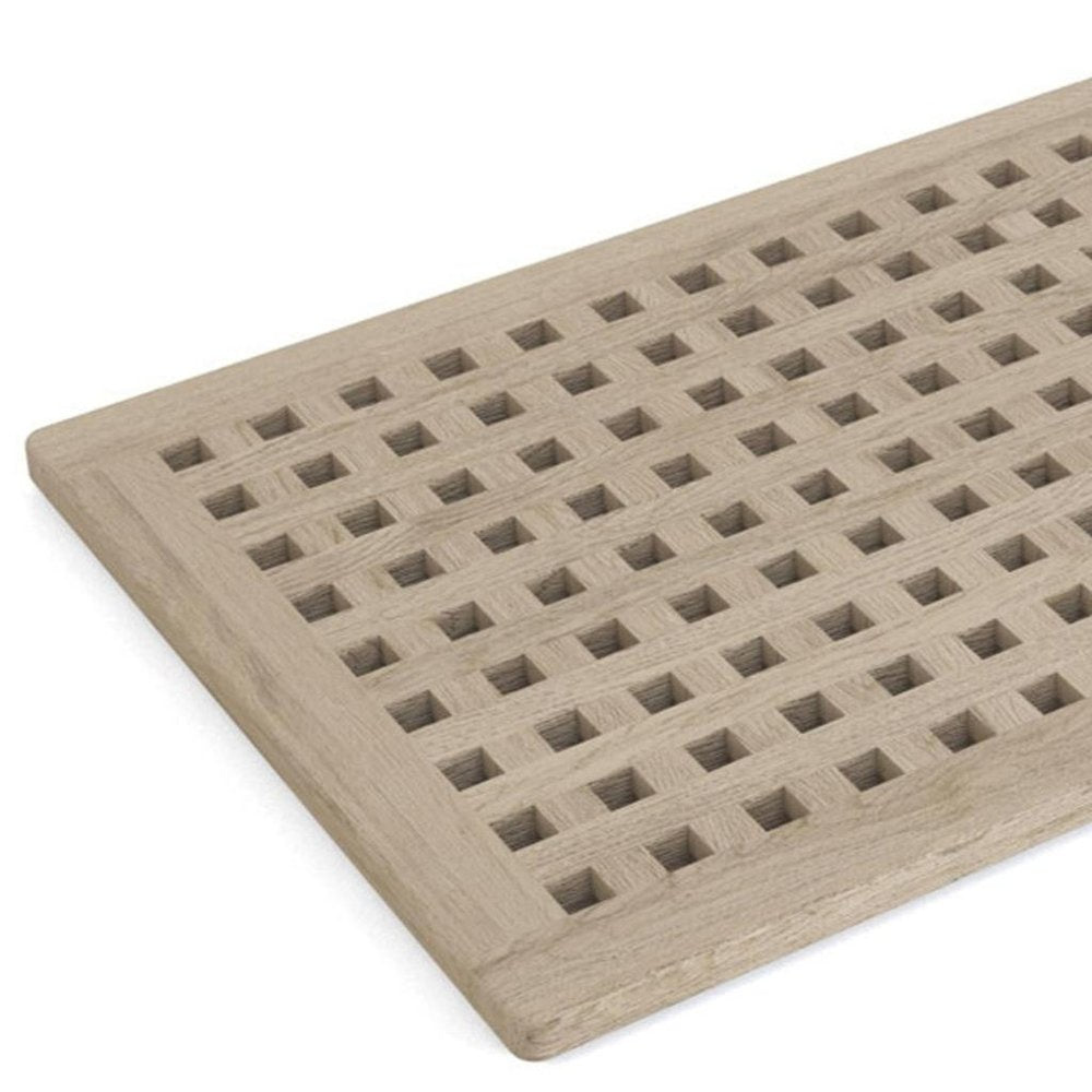 16" Beige Gray Teak Checkered Non Slip Bath Mat