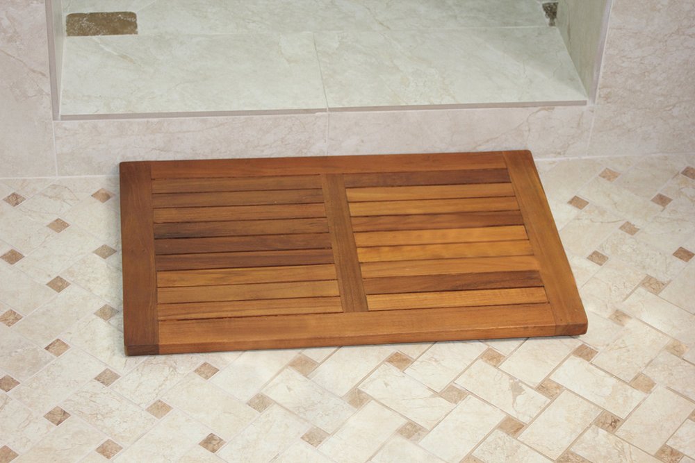 22" Natural Teak Non Slip Bath Mat