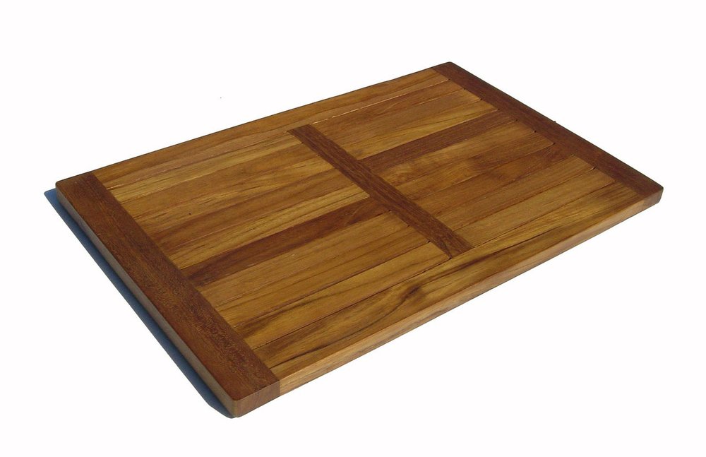 22" Natural Teak Non Slip Bath Mat