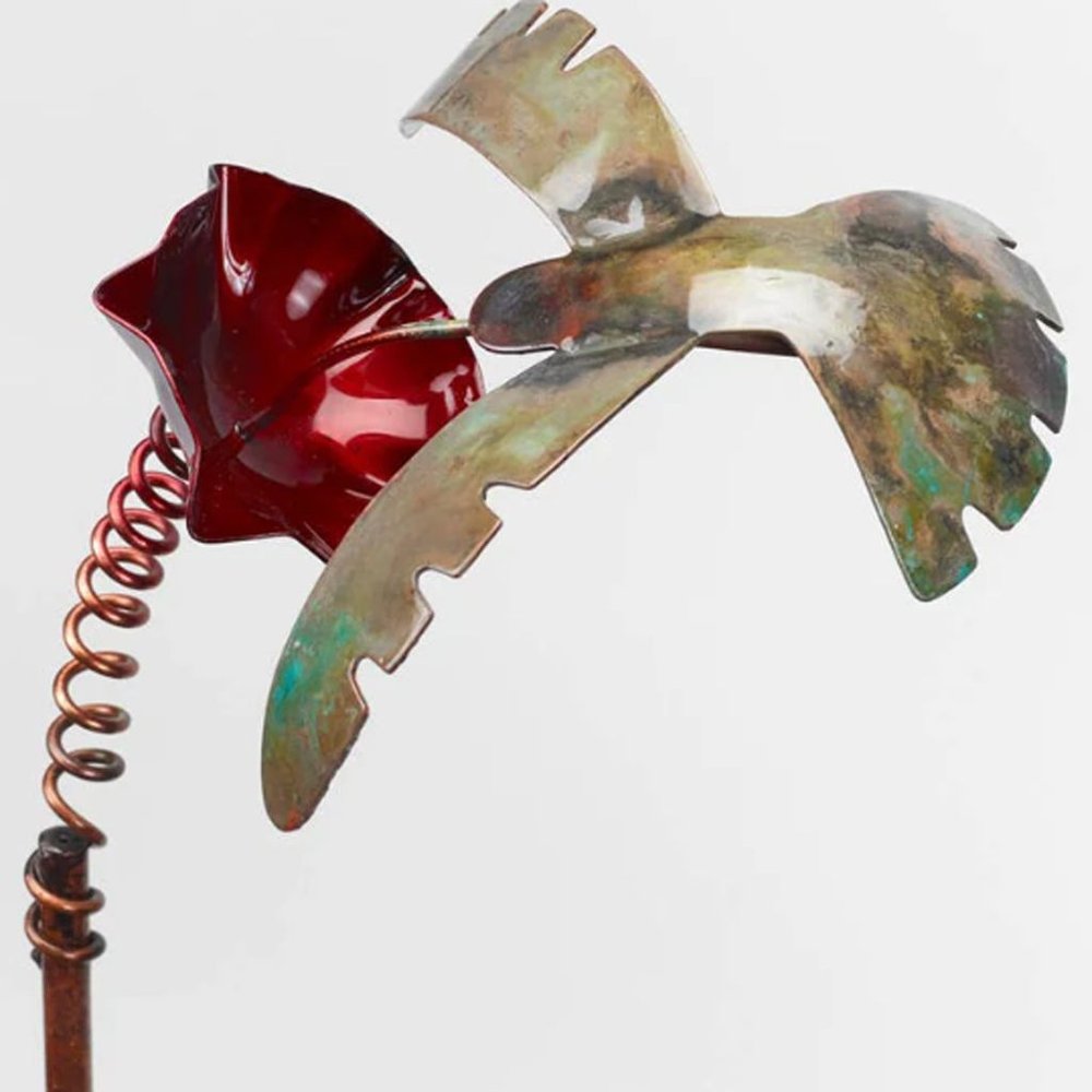 36" Red And Copper Copper Reversible Garden Stake. Outdoor accessories-decor-garden-game isolated on a plain white background.