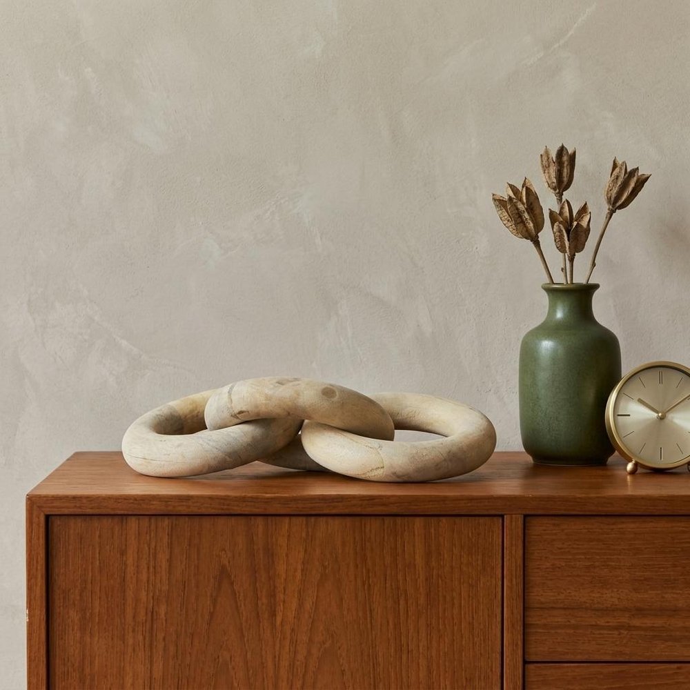 8" Brown Solid Wood Sphere Tabletop Sculpture