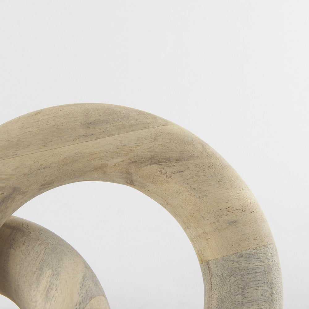 8" Brown Solid Wood Sphere Tabletop Sculpture