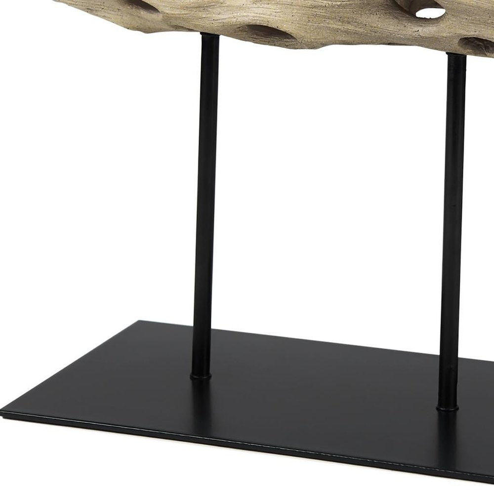 10" Brown Resin Tabletop Sculpture. Sculpture isolated on a plain white background, in a brown resin finish.