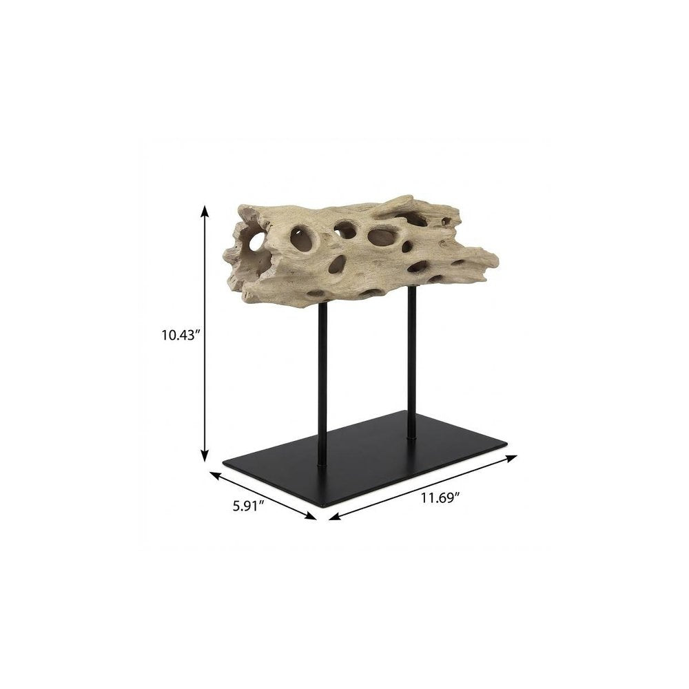 10" Brown Resin Tabletop Sculpture. Sculpture isolated on a plain white background, in a brown resin finish.