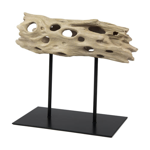 10" Brown Resin Tabletop Sculpture. Sculpture isolated on a plain white background, in a brown resin finish.