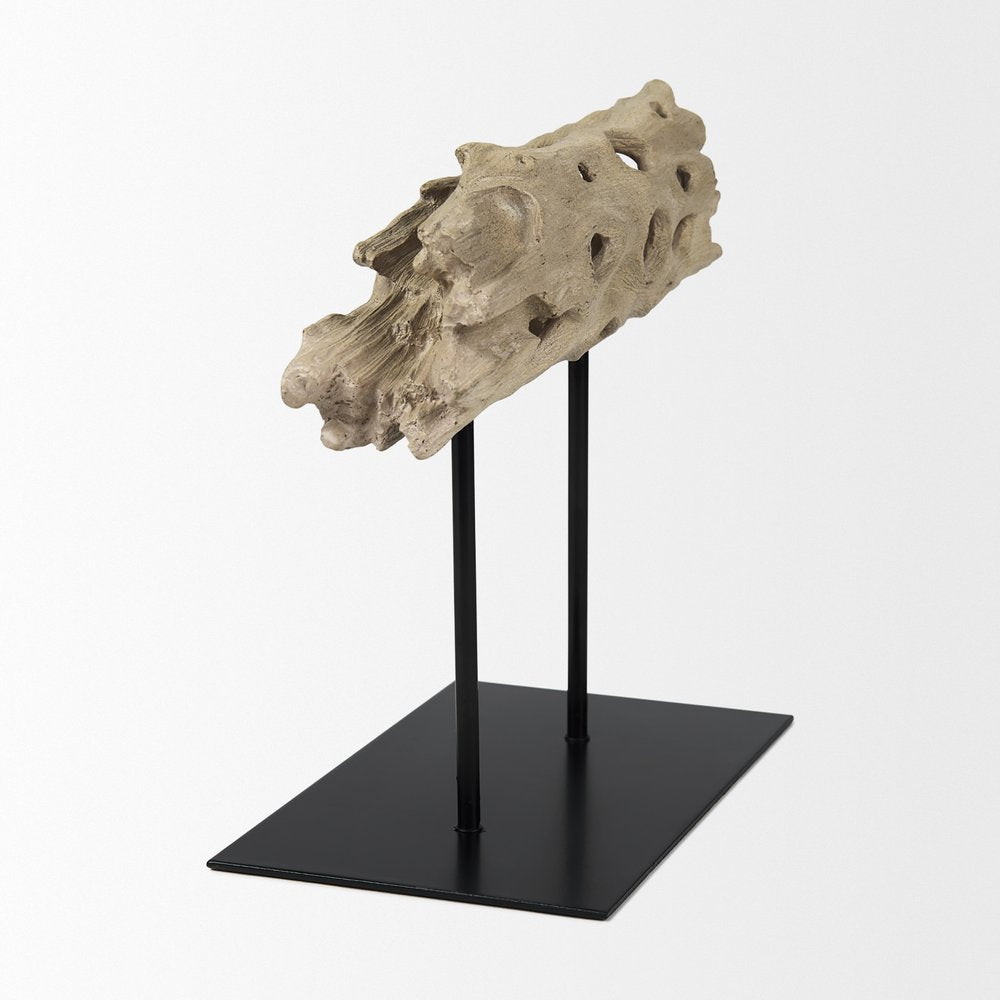 10" Brown Resin Tabletop Sculpture. Sculpture isolated on a plain white background, finished in brown resin.