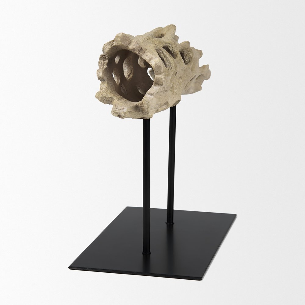10" Brown Resin Tabletop Sculpture. Sculpture isolated on a plain white background, finished in brown resin.