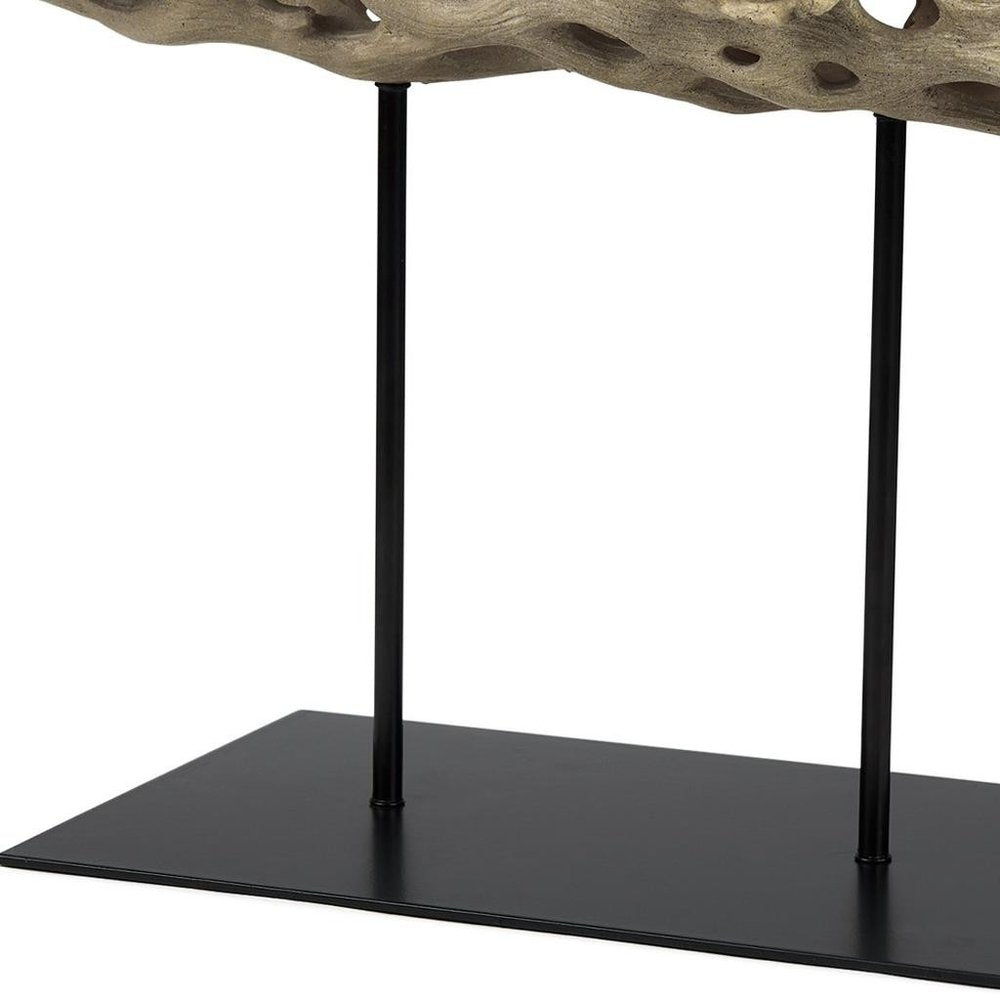 12" Brown Resin Tabletop Sculpture. Sculpture isolated on a plain white background, in a brown resin finish.