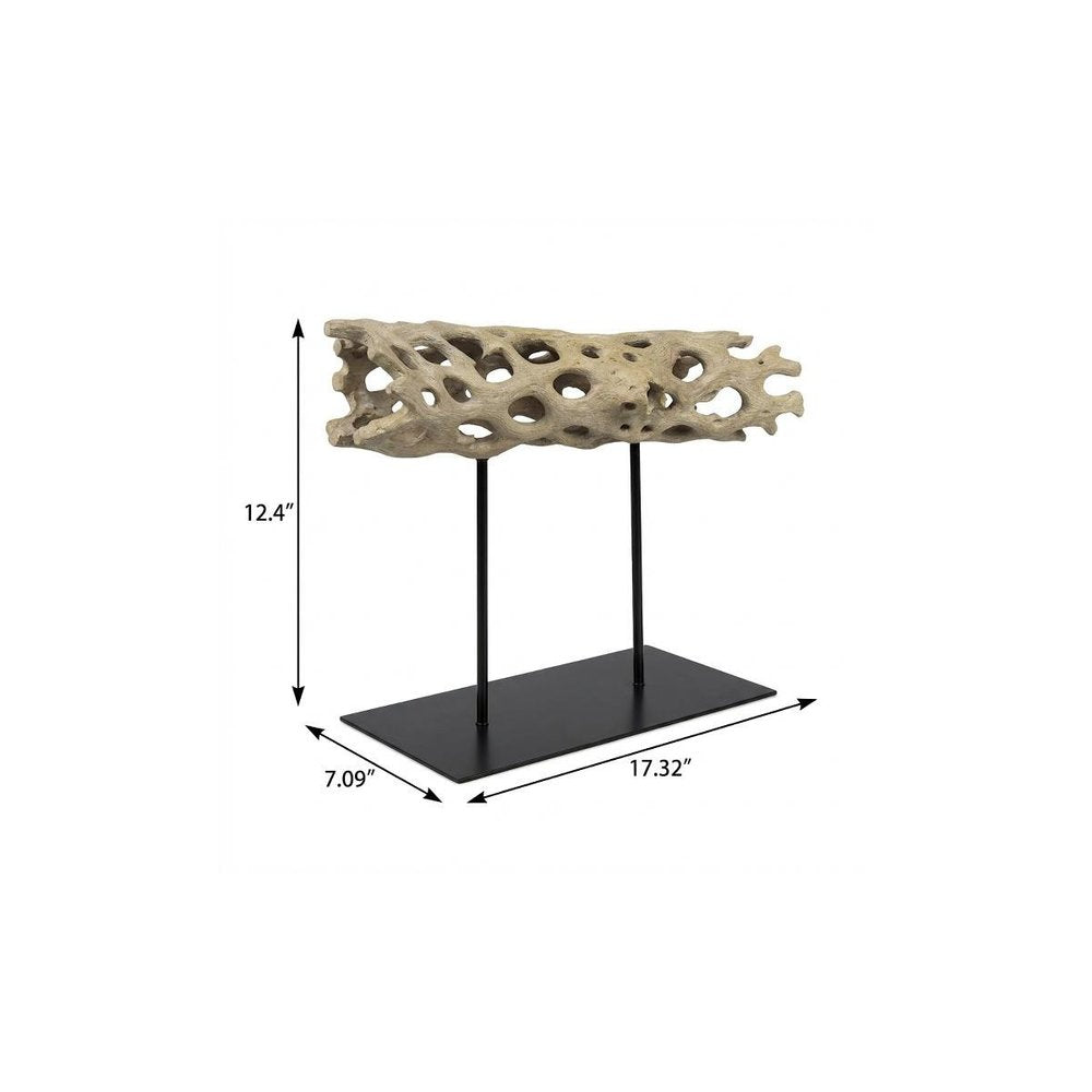 12" Brown Resin Tabletop Sculpture. Sculpture isolated on a plain white background, showing a brown resin surface.