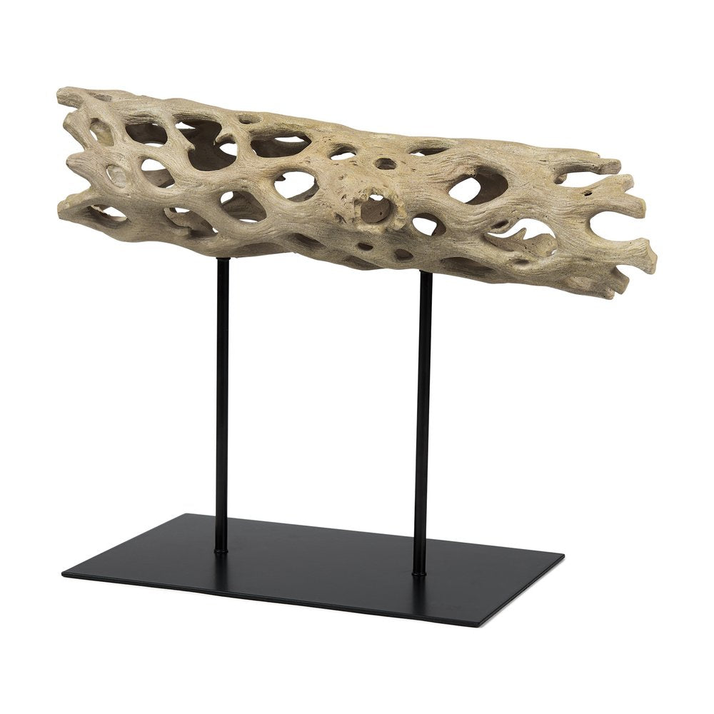 12" Brown Resin Tabletop Sculpture. Sculpture isolated on a plain white background, in a brown resin finish.