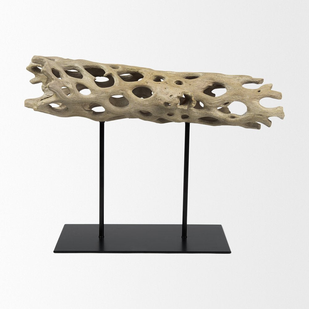 12" Brown Resin Tabletop Sculpture. Sculpture isolated on a plain white background, finished in brown resin.