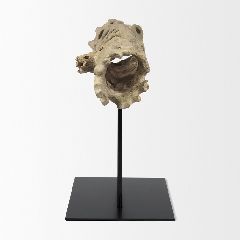 12" Brown Resin Tabletop Sculpture. Sculpture isolated on a plain white background, showing a brown resin surface.