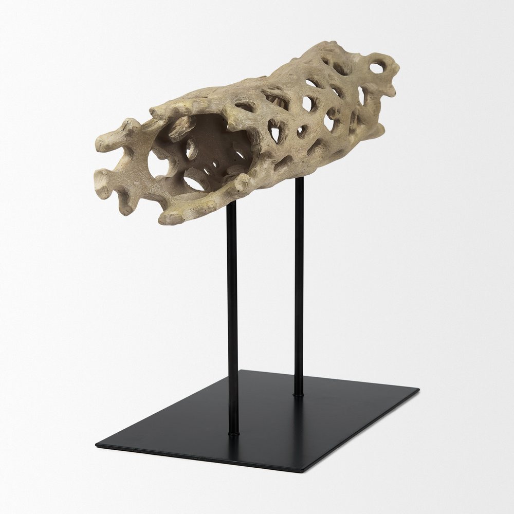 12" Brown Resin Tabletop Sculpture. Sculpture isolated on a plain white background, in a brown resin finish.