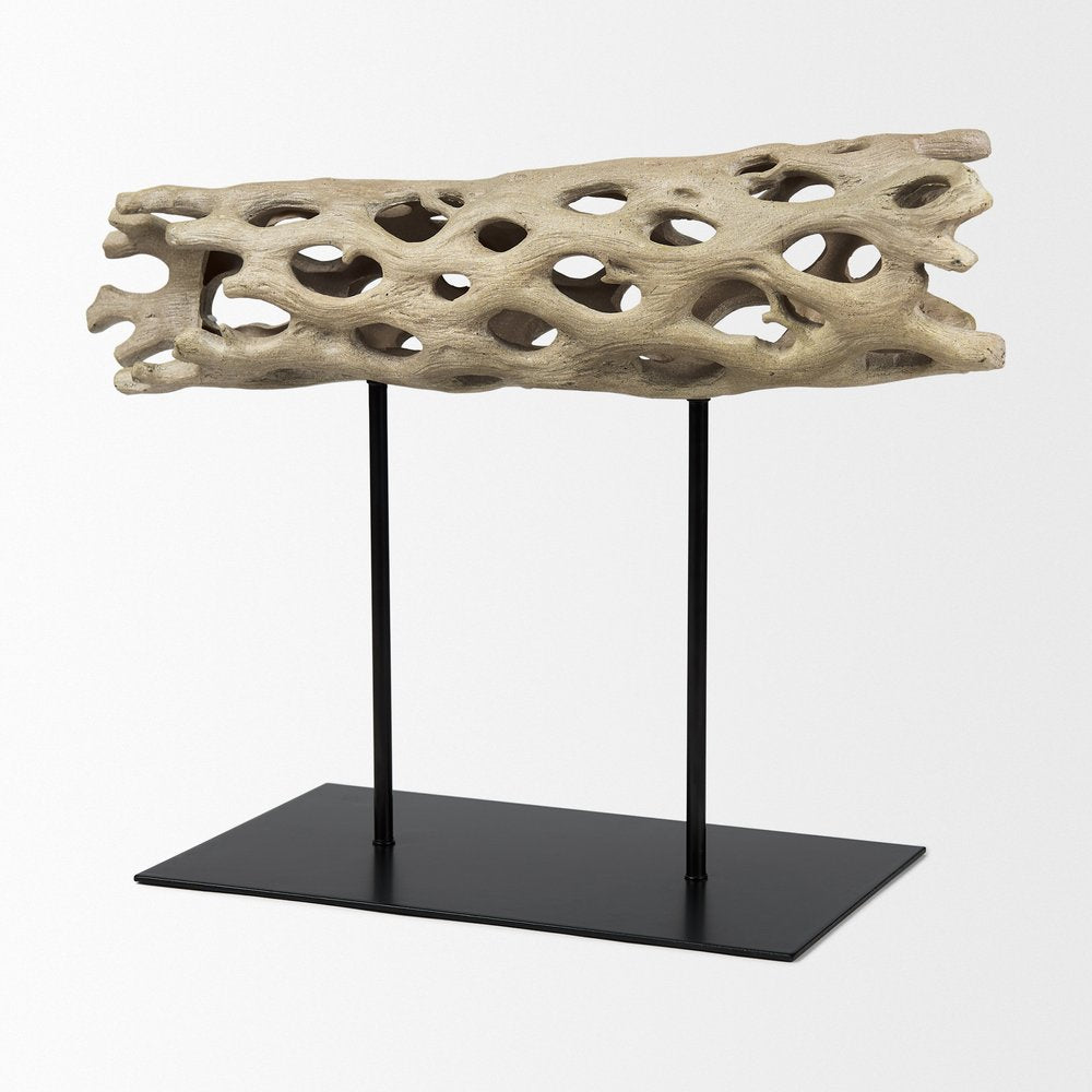 12" Brown Resin Tabletop Sculpture. Sculpture isolated on a plain white background, finished in brown resin.