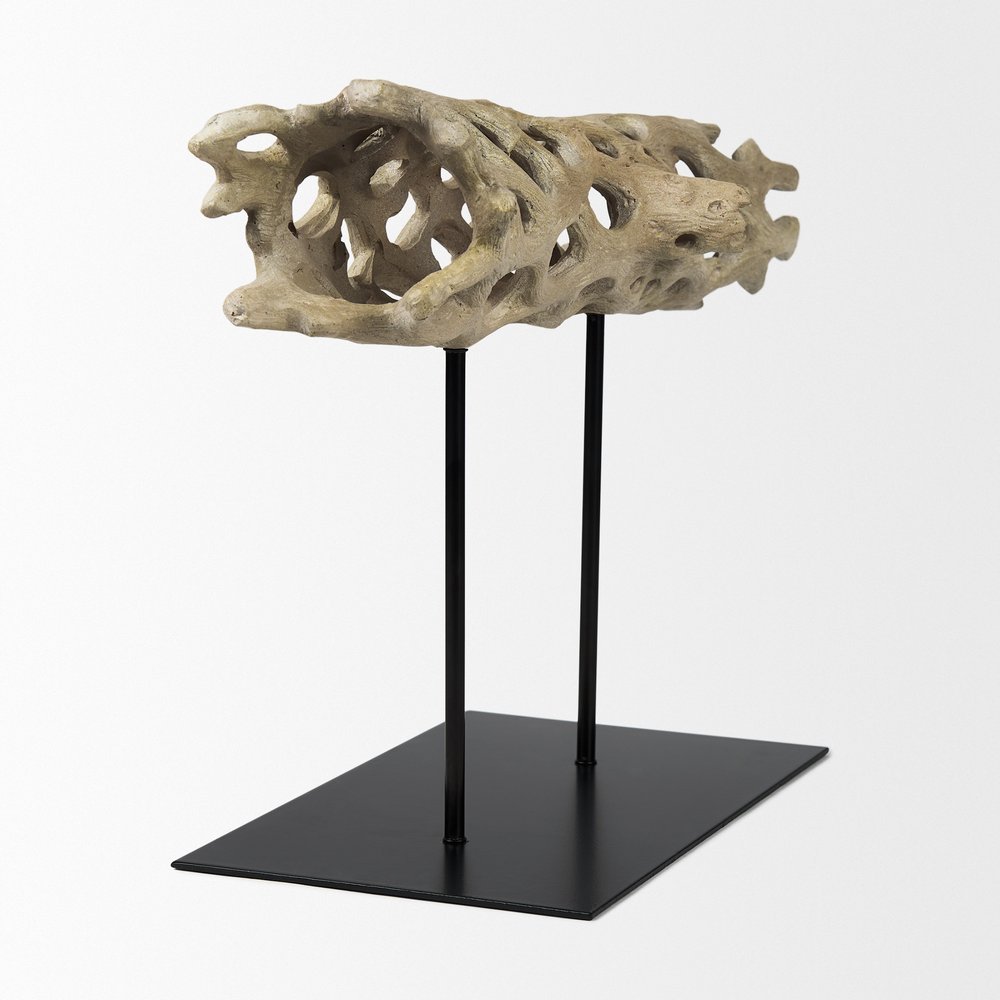 12" Brown Resin Tabletop Sculpture. Sculpture isolated on a plain white background, finished in brown resin.