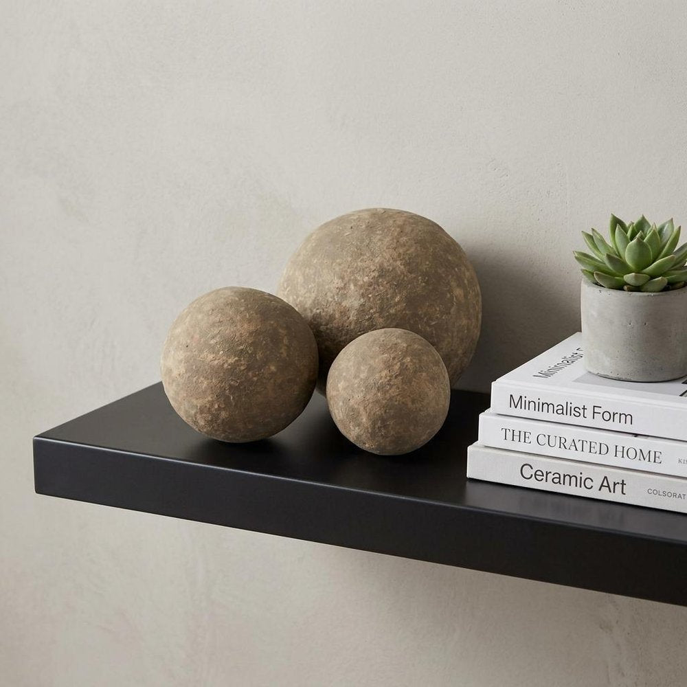 6" Gray Paper Sphere Tabletop Sculpture
