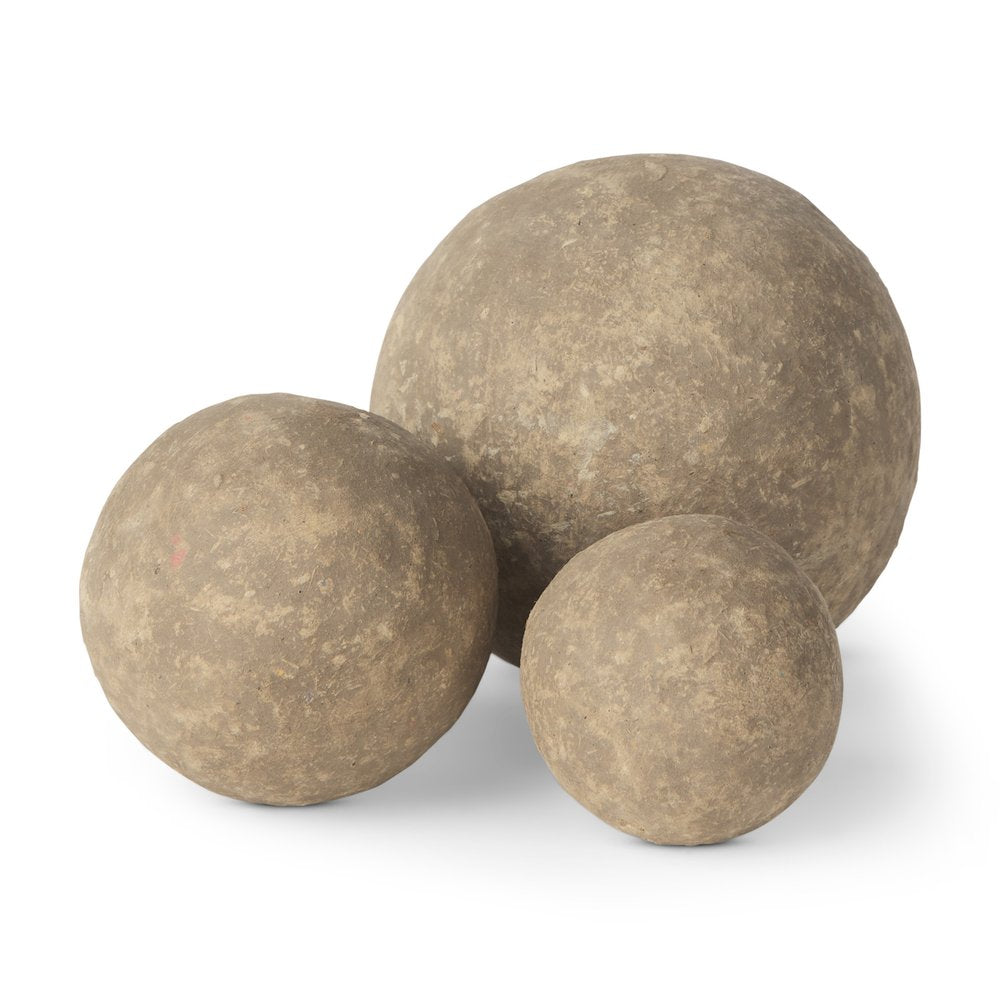 6" Gray Paper Sphere Tabletop Sculpture